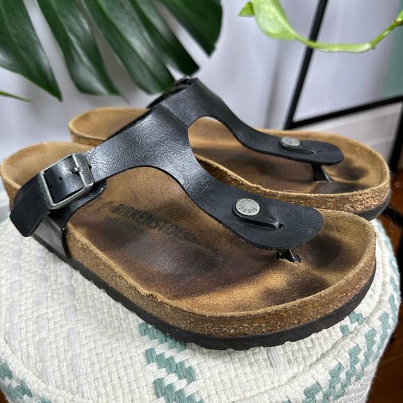 Birkenstock Shoes - Birkenstock Gizeh Black Patent Birko Flor Thong Sandals Size 37 US 6 Regular Fit